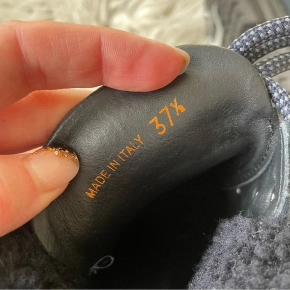 M.GEMI Navy Blue Nubuck Leather Lace Up Lug Sole GORPCORE Alpi Boot EUC Sz 37.5 - Picture 9 of 11